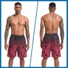image:imageFT FENTENG Mens Swim Trunks with Compression Liner 9 Big and Tall Board Shorts 2 in 1 Quick Dry Long Swimwear Bathing SuitsGradient Maroon Leaf