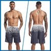 image:imageFT FENTENG Mens Swim Trunks with Compression Liner 9 Big and Tall Board Shorts 2 in 1 Quick Dry Long Swimwear Bathing SuitsGradient Navy White