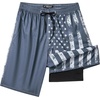 image:imageFT FENTENG Mens Swim Trunks with Compression Liner 9 Big and Tall Board Shorts 2 in 1 Quick Dry Long Swimwear Bathing SuitsNavy Flagc
