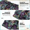 image:imageFT FENTENG Mens Swim Trunks with Compression Liner 9 Big and Tall Board Shorts 2 in 1 Quick Dry Long Swimwear Bathing SuitsPurple Tropical Leaves