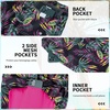 image:imageFT FENTENG Mens Swim Trunks with Compression Liner 9 Big and Tall Board Shorts 2 in 1 Quick Dry Long Swimwear Bathing SuitsPurple Tropical Leaves