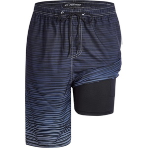 image:imageFT FENTENG Mens Swim Trunks with Compression Liner 9 Big and Tall Board Shorts 2 in 1 Quick Dry Long Swimwear Bathing SuitsGradient Black Navy