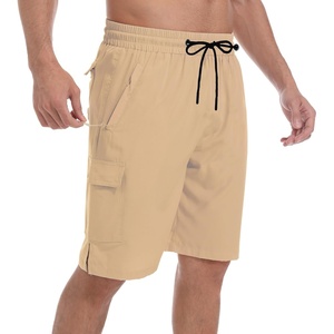 image:imageMens Swim Trunks Quick Dry Board Shorts with Zipper Pockets Beach Shorts Bathing Suits for Men  No Mesh LinerKhaki